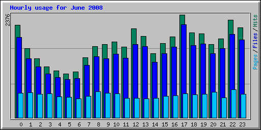 Hourly usage for June 2008