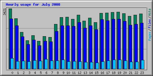 Hourly usage for July 2008