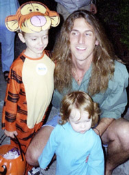 Donnie, Bailey, and some guy with too much time on his hands, on Halloween. Next year they learn how to soap windows if the candy sucks!